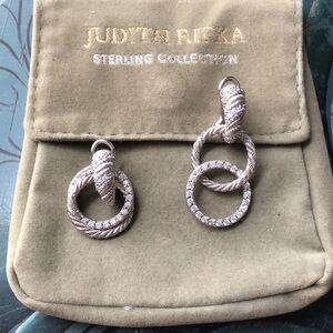 Judith Ripka 925 sterling silver and Diamonique convertible earrings